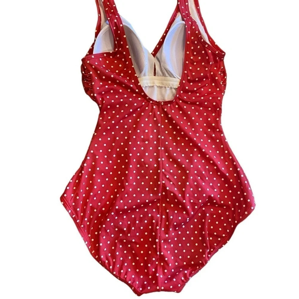 Vintage Jantzen Red white polka dot one piece wrap style swimsuit retro 50s - Picture 6 of 11